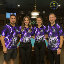 Load image into Gallery viewer, Purple 8 Ball Thunder Lightning Billiard Shirt For Men Custom Pool Team Jersey Polo &amp; Quarter Zip TDM6171