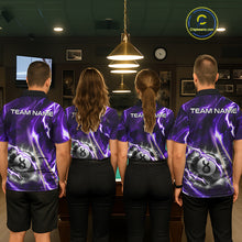 Load image into Gallery viewer, Purple 8 Ball Thunder Lightning Billiard Shirt For Men Custom Pool Team Jersey Polo &amp; Quarter Zip TDM6171