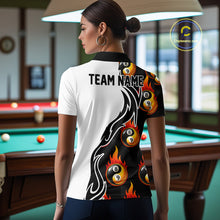 Load image into Gallery viewer, Custom Flame 8 Ball 9 Ball Billiard Shirt For Women, Billiard Pool Team Jersey Polo &amp; 1/4 Zip Shirt TDM6175