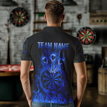 Load image into Gallery viewer, Fire Flame Darts Board American Flag Skull Dart Shirts For Women Custom Darts Team Jerseys |Blue TDM3647