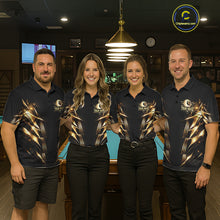 Load image into Gallery viewer, Black And Gold Lightning 8 Ball Pool Billiard Shirts For Men Custom Billiard Team League Jerseys NYN2920