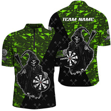 Load image into Gallery viewer, Personalized Green Abstract Grim Reaper Men Darts Shirts, Funny Halloween  Darts Jerseys TDM2607