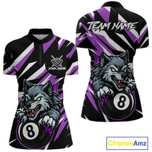 Load image into Gallery viewer, Black And Purple 8 Ball Wolf Billiard Shirt For Women Custom Billiard Jersey, Pool Team Shirt TDM5318