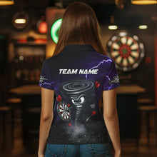 Load image into Gallery viewer, Personalized Thunder Lightning Funny Storm Custom Dart Shirts For Women, Cool Purple Dart Team Jersey TDM3496