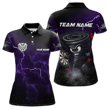 Load image into Gallery viewer, Personalized Thunder Lightning Funny Storm Custom Dart Shirts For Women, Cool Purple Dart Team Jersey TDM3496