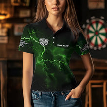 Load image into Gallery viewer, Personalized Thunder Lightning Funny Storm Custom Dart Shirt For Women, Cool Green Dart Team Jerseys TDM3497