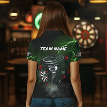 Load image into Gallery viewer, Personalized Thunder Lightning Funny Storm Custom Dart Shirt For Women, Cool Green Dart Team Jerseys TDM3497