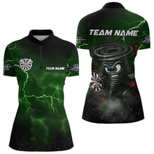 Load image into Gallery viewer, Personalized Thunder Lightning Funny Storm Custom Dart Shirt For Women, Cool Green Dart Team Jerseys TDM3497
