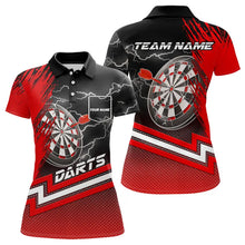 Load image into Gallery viewer, Red Black Dart Shirts With Pocket For Women Custom Lightning Dart Jerseys TDM3498