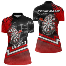 Load image into Gallery viewer, Red Black Dart Shirts With Pocket For Women Custom Lightning Dart Jerseys TDM3498