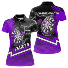 Load image into Gallery viewer, Purple Black Dart Shirts With Pocket For Women Custom Lightning Dart Jerseys TDM3499