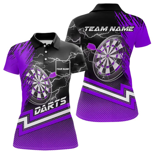 Purple Black Dart Shirts With Pocket For Women Custom Lightning Dart Jerseys TDM3499