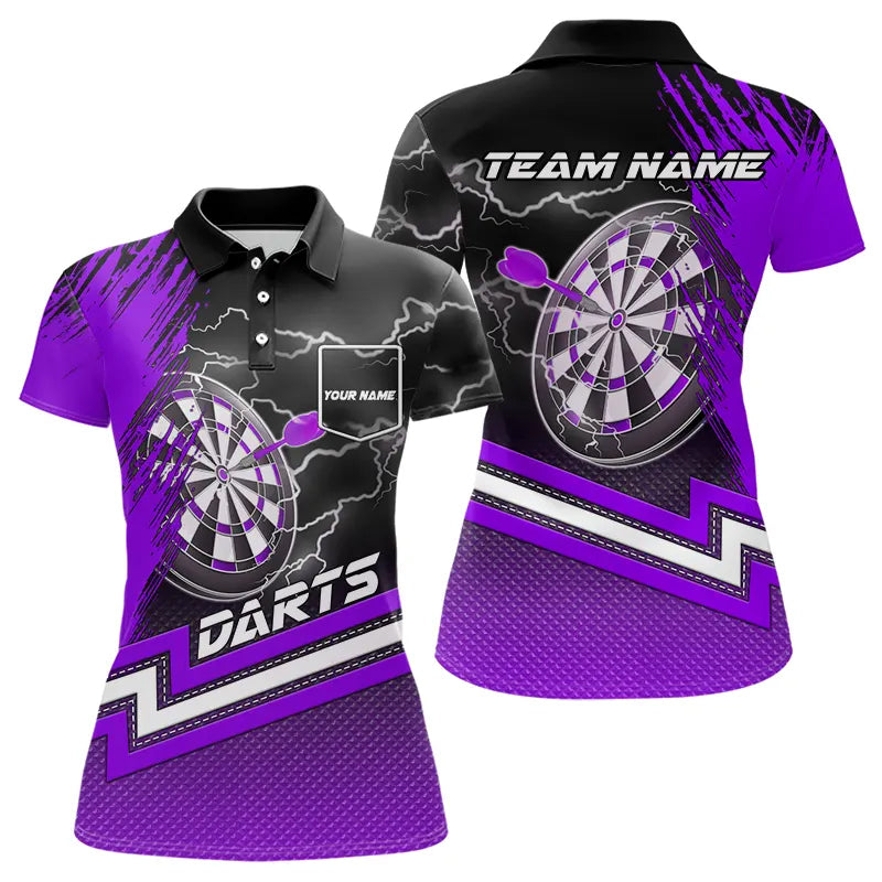 Purple Black Dart Shirts With Pocket For Women Custom Lightning Dart Jerseys TDM3499