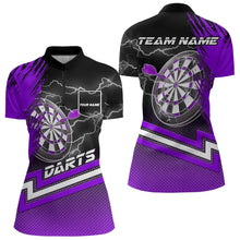 Load image into Gallery viewer, Purple Black Dart Shirts With Pocket For Women Custom Lightning Dart Jerseys TDM3499
