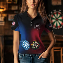 Load image into Gallery viewer, Blue And Red Dart Water Fire Women Dart Shirt With Pocket Custom Dart Jerseys TDM3500