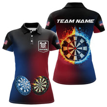 Load image into Gallery viewer, Blue And Red Dart Water Fire Women Dart Shirt With Pocket Custom Dart Jerseys TDM3500
