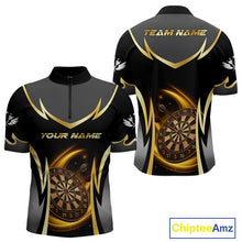 Load image into Gallery viewer, Gold Dartboard Lightning Darts Polo &amp; 1/4 Zip Custom Darts Shirt For Men, Darts Team Jersey TDM5334
