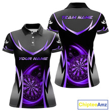 Load image into Gallery viewer, Purple Dartboard Lightning Darts Polo &amp; 1/4 Zip Custom Darts Shirt For Women, Darts Team Jersey TDM5335