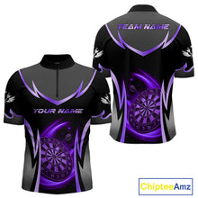 Load image into Gallery viewer, Purple Dartboard Lightning Darts Polo &amp; 1/4 Zip Custom Darts Shirt For Men, Darts Team Jersey TDM5335