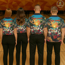 Load image into Gallery viewer, Personalized Hibiscus Summer Bowling Jersey, Ocean Scene Bowling Shirts Polo &amp; Quarter Zip For Men TDM6635
