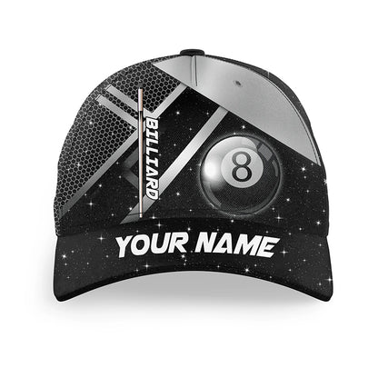 Personalized 8 Ball Pool Black Billiard Cap Hats For Pooler Custom 3D Printed Billiard Baseball Caps TDM2119
