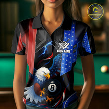 Load image into Gallery viewer, American Flag Eagle 8 Ball Billiard Polo &amp; 1/4 Zip For Women Custom Billiard Jersey, Pool Team Shirt TDM5112
