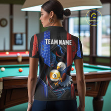Load image into Gallery viewer, American Flag Eagle 9 Ball Billiard Polo &amp; 1/4 Zip For Women Custom Billiard Jersey, Pool Team Shirt TDM5113