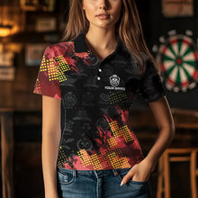 Load image into Gallery viewer, Grunge Red Yellow Dart Shirt With Pocket Option For Women Custom Darts Jerseys TDM3506