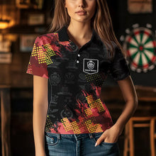 Load image into Gallery viewer, Grunge Red Yellow Dart Shirt With Pocket Option For Women Custom Darts Jerseys TDM3506