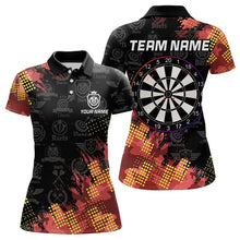 Load image into Gallery viewer, Grunge Red Yellow Dart Shirt With Pocket Option For Women Custom Darts Jerseys TDM3506