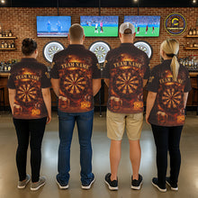Load image into Gallery viewer, Personalized Fire Flaming Dartboard Beer Darts Polo &amp; 1/4 Zip For Men Custom Darts Team Jersey TDM5827