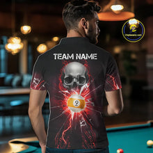 Load image into Gallery viewer, Red 8 Ball &amp; 9 Ball Skull Billiard Shirt For Men Custom Glass Break Pool Team Jersey Polo, 1/4 Zip TDM5973