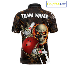 Load image into Gallery viewer, Personalized Skull Bowling Jersey For Men Custom Bowling Team Shirt Polo &amp; Quarter Zip | Orange TDM6205