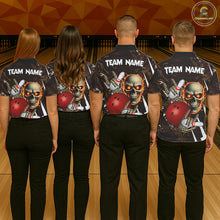 Load image into Gallery viewer, Personalized Skull Bowling Jersey For Women Custom Bowling Team Shirt Polo &amp; Quarter Zip | Orange TDM6205