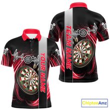 Load image into Gallery viewer, Personalized Red Swirl Heartbeat Darts Shirt For Men Custom Darts Jersey Team Polo &amp; 1/4 Zip TDM6213
