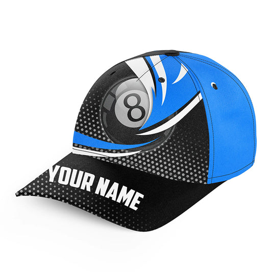Personalized 8 Ball Pool Blue Billiard Hats, Custom Adjustable 3D Billiard Base Ball Caps For Pooler TDM1541