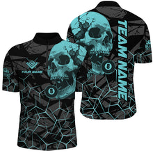 Load image into Gallery viewer, Funny Skull Holding 8 Ball Billiard Custom Men Polo &amp; Quarter-Zip Shirt, Billiard Pool Jersey Shirt TDM1715