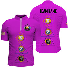 Load image into Gallery viewer, Personalized Billiard 8 Ball 9 Ball 10 Ball Shirt For Men, Unique Team Jersey Purple Billiard Shirt TDM2123