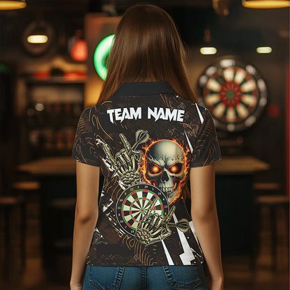 Personalized 3D Skull Darts Polo & 1/4 Zip Shirts For Women Custom Cool Darts League Team Jerseys TDM2391
