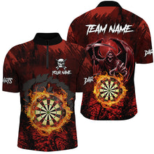 Load image into Gallery viewer, Personalized Red 3D Dart Board Fire Men Dart Shirts, Grim Reaper Dart Jerseys Dart Outfit TDM2871