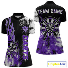Load image into Gallery viewer, Personalized Purple Grunge Womens Dart Shirts Custom Dart Jerseys Team Polo &amp; 1/4 Zip, Darts Uniform TDM5120