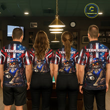 Load image into Gallery viewer, Funny Cat 8 Ball Billiard Shirt For Women Custom Vintage US Flag Pool Team Jersey Polo &amp; 1/4 Zip TDM5983