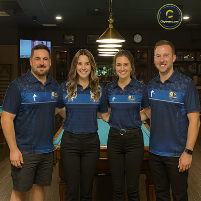 Blue Funny Tropical 8 Ball & 9 Ball Billiard Shirt For Women Custom Pool Team Jersey Polo & 1/4 Zip TDM6444