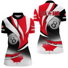 Load image into Gallery viewer, Personalized 8 Ball Pool Canada Flag Version Billiard Shirts For Women, Patriotic Billiard Jerseys TDM2137