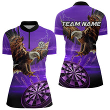 Load image into Gallery viewer, Personalized Purple Dartboard Eagle Darts Shirts For Women Custom Team Darts Jersey Polo &amp; 1/4 Zip TDM3809