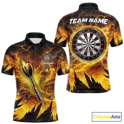 Personalized Yellow Darts Polo & 1/4 Zip For Men Custom Thunder Lightning Darts Team Jersey TDM6216