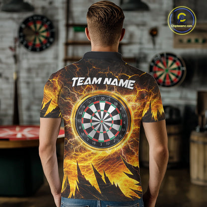 Personalized Yellow Darts Polo & 1/4 Zip For Men Custom Thunder Lightning Darts Team Jersey TDM6216