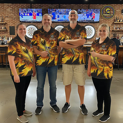 Personalized Yellow Darts Polo & 1/4 Zip For Women Custom Thunder Lightning Darts Team Jersey TDM6216