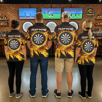 Personalized Yellow Darts Polo & 1/4 Zip For Women Custom Thunder Lightning Darts Team Jersey TDM6216