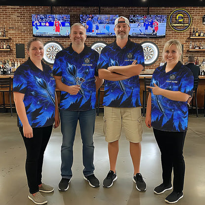 Personalized Blue Darts Polo & 1/4 Zip For Women Custom Thunder Lightning Darts Team Jersey TDM6217